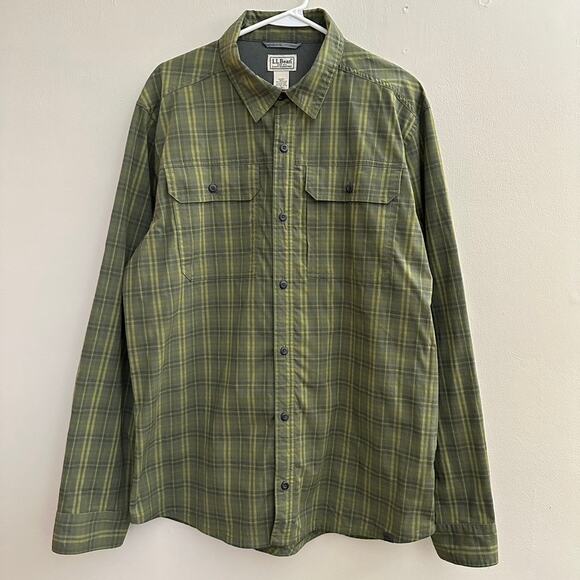 L.L. Bean Men LARGE TALL Plaid Field Shirt Button Front Gorpcore Camping Outdoor - Picture 1 of 11